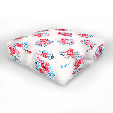 Ninola Design Holiday roses bouquet red Outdoor Floor Cushion