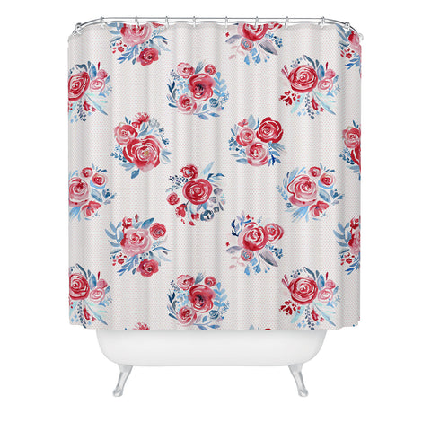 Ninola Design Holiday roses bouquet red Shower Curtain