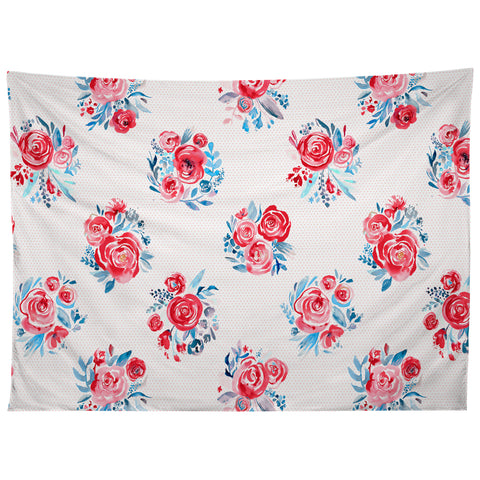 Ninola Design Holiday roses bouquet red Tapestry