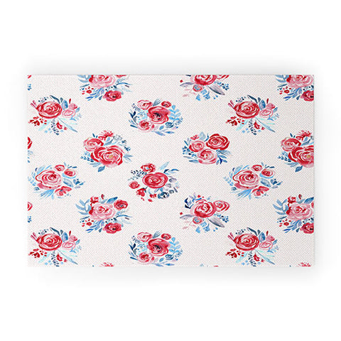 Ninola Design Holiday roses bouquet red Welcome Mat