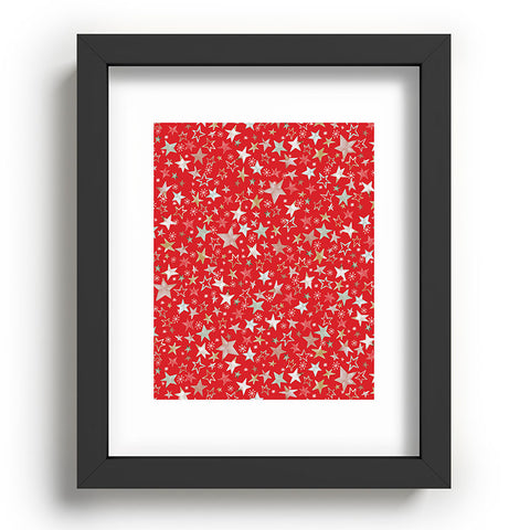 Ninola Design Holiday stars christmas red Recessed Framing Rectangle