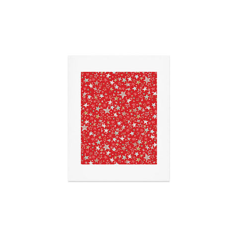 Ninola Design Holiday stars christmas red Art Print