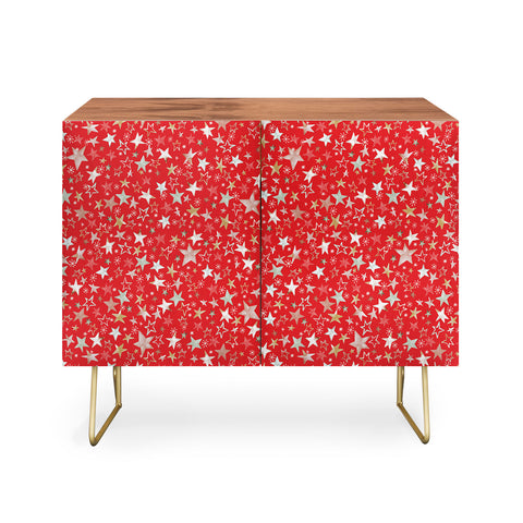 Ninola Design Holiday stars christmas red Credenza