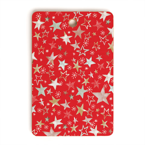 Ninola Design Holiday stars christmas red Cutting Board Rectangle