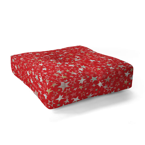 Ninola Design Holiday stars christmas red Floor Pillow Square