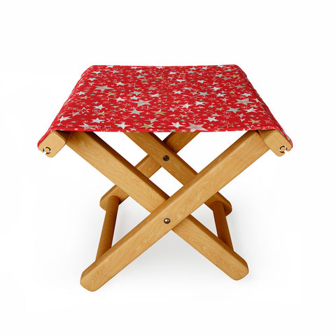 Ninola Design Holiday stars christmas red Folding Stool