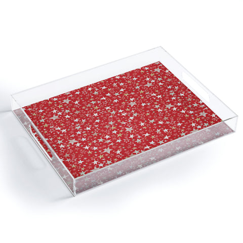 Ninola Design Holiday stars christmas red Acrylic Tray