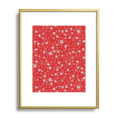 Ninola Design Holiday stars christmas red Metal Framed Art Print