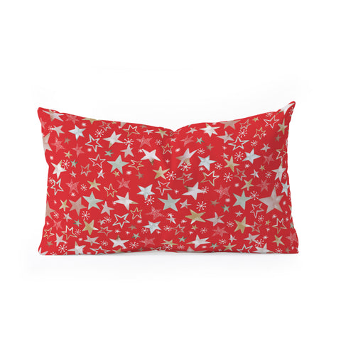 Ninola Design Holiday stars christmas red Oblong Throw Pillow