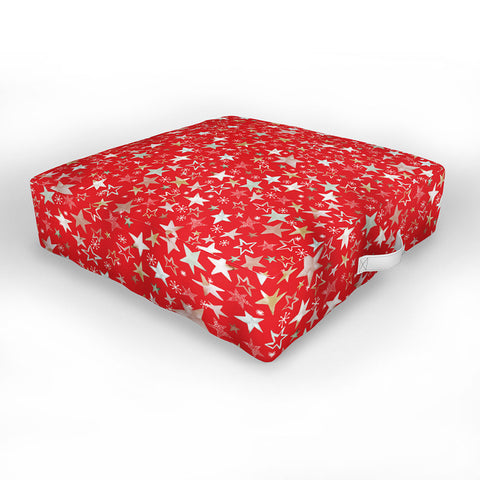 Ninola Design Holiday stars christmas red Outdoor Floor Cushion