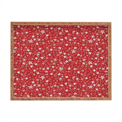 Ninola Design Holiday stars christmas red Rectangular Tray