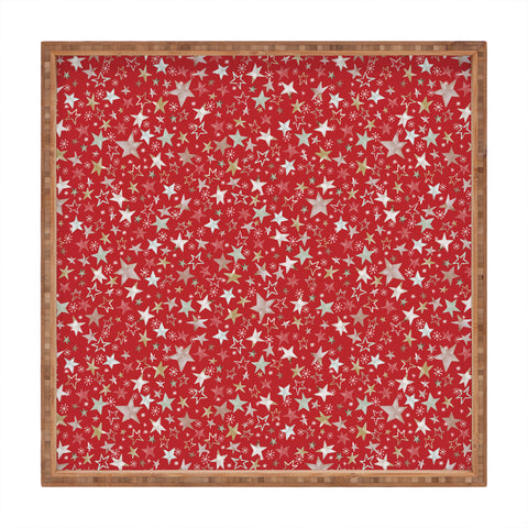 Ninola Design Holiday stars christmas red Square Tray