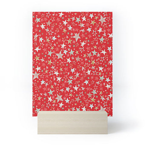 Ninola Design Holiday stars christmas red Mini Art Print