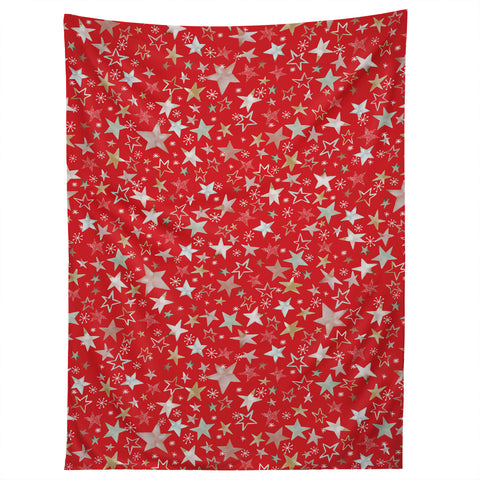 Ninola Design Holiday stars christmas red Tapestry