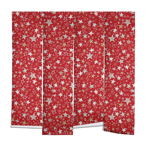 Ninola Design Holiday stars christmas red Wall Mural