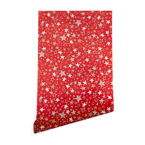 Ninola Design Holiday stars christmas red Wallpaper