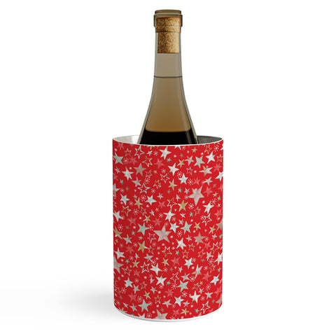 Ninola Design Holiday stars christmas red Wine Chiller