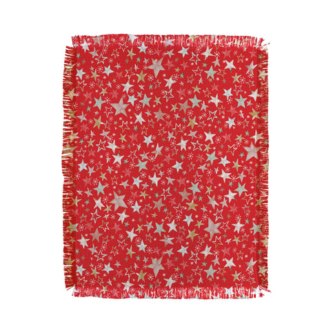 Ninola Design Holiday stars christmas red Throw Blanket