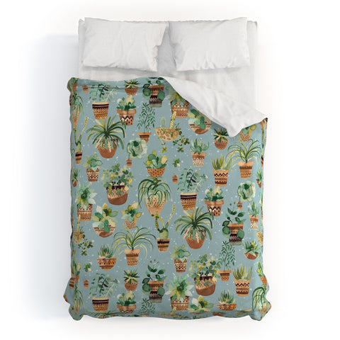 Ninola Design Home plants love Blue Duvet Cover