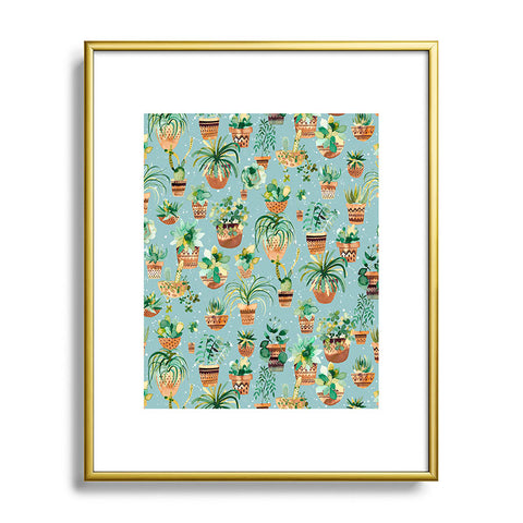 Ninola Design Home plants love Blue Metal Framed Art Print