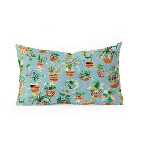 Ninola Design Home plants love Blue Oblong Throw Pillow