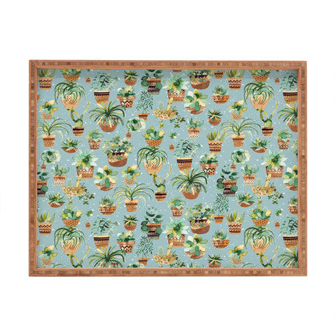 Ninola Design Home plants love Blue Rectangular Tray