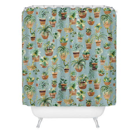 Ninola Design Home plants love Blue Shower Curtain