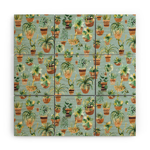 Ninola Design Home plants love Blue Wood Wall Mural