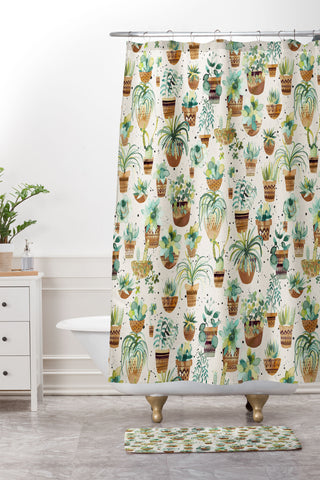 Ninola Design Home plants love Shower Curtain And Mat