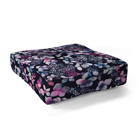 Ninola Design Hydrangea Dark Floor Pillow Square