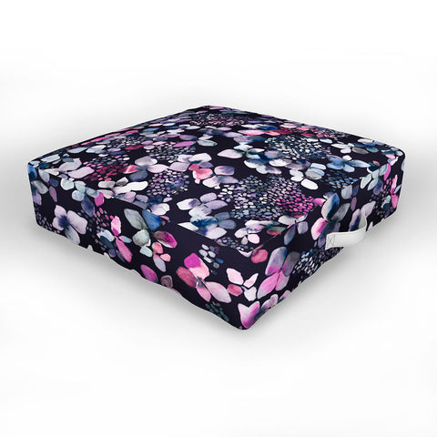 Ninola Design Hydrangea Dark Outdoor Floor Cushion
