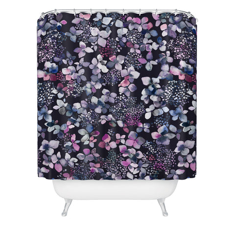 Ninola Design Hydrangea Dark Shower Curtain