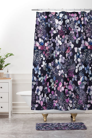 Ninola Design Hydrangea Dark Shower Curtain And Mat