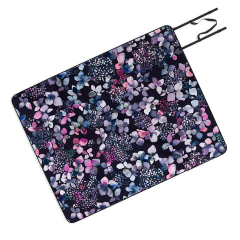 Ninola Design Hydrangea Dark Picnic Blanket