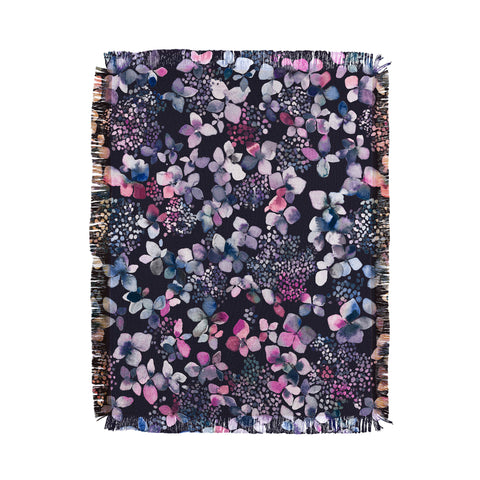 Ninola Design Hydrangea Dark Throw Blanket