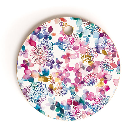 Ninola Design Hydrangea Flowers Cutting Board Round