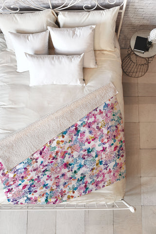 Ninola Design Hydrangea Flowers Fleece Throw Blanket