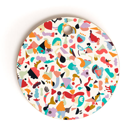 Ninola Design Imaginary Geo Animals Shapes Cutting Board Round