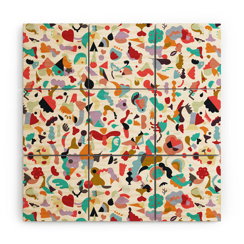 Ninola Design Imaginary Geo Animals Shapes Wood Wall Mural