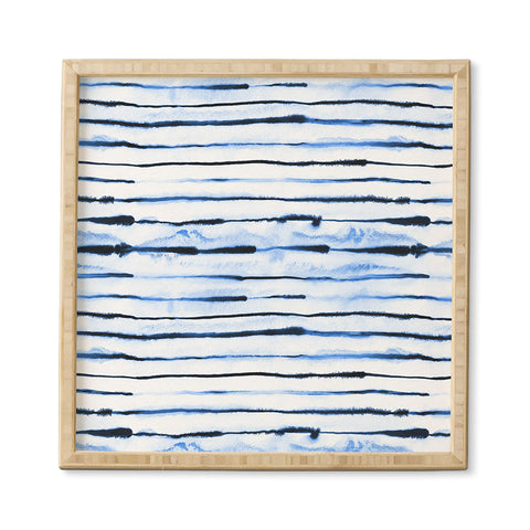 Ninola Design Indigo ink stripes Framed Wall Art