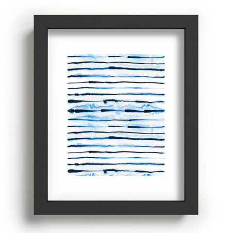 Ninola Design Indigo ink stripes Recessed Framing Rectangle