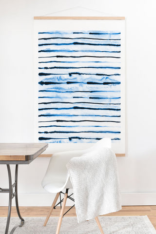 Ninola Design Indigo ink stripes Art Print And Hanger