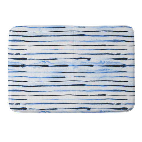Ninola Design Indigo ink stripes Memory Foam Bath Mat