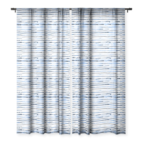 Ninola Design Indigo ink stripes Sheer Window Curtain
