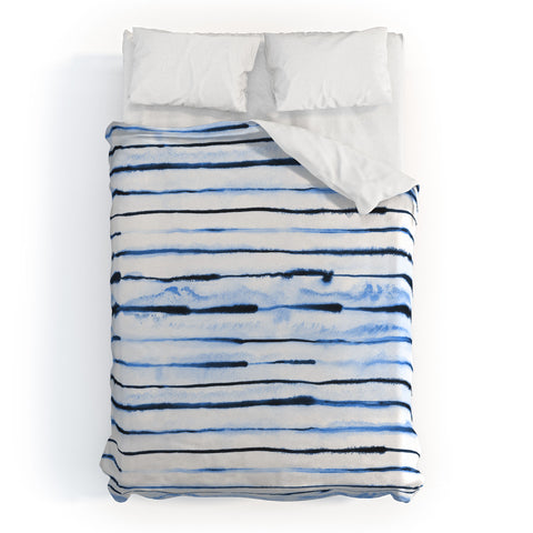 Ninola Design Indigo ink stripes Duvet Cover