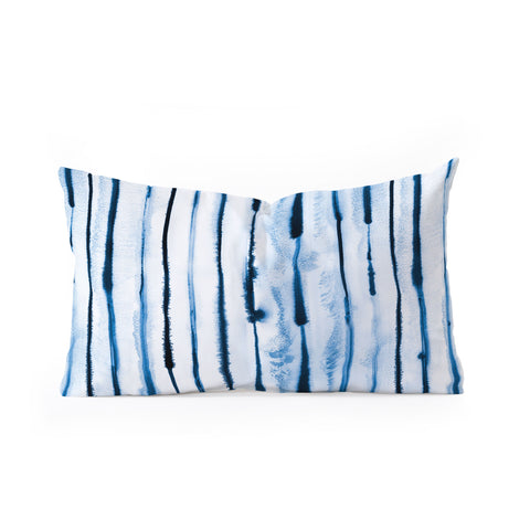 Ninola Design Indigo ink stripes Oblong Throw Pillow