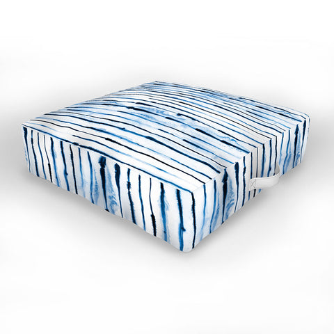 Ninola Design Indigo ink stripes Outdoor Floor Cushion