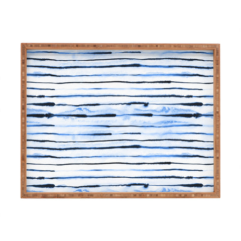 Ninola Design Indigo ink stripes Rectangular Tray