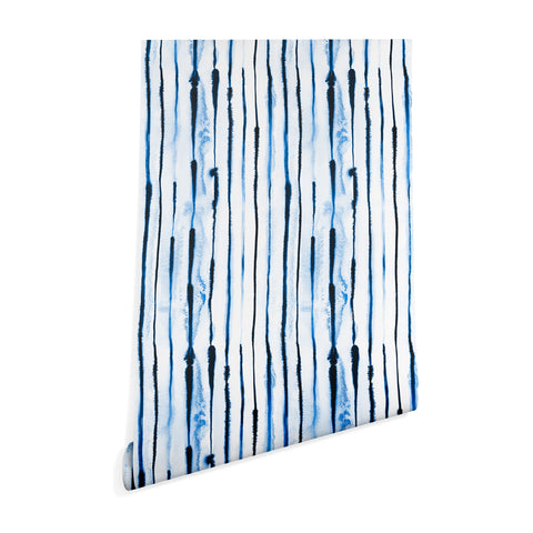 Ninola Design Indigo ink stripes Wallpaper