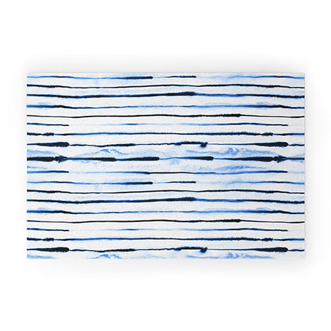 Ninola Design Indigo ink stripes Welcome Mat